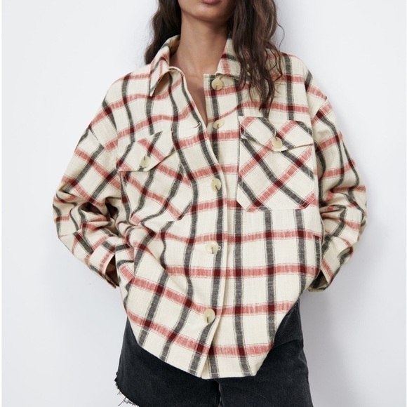Zara Oversized Plaid Over-shirt , New with Tags - Picture 1 of 8